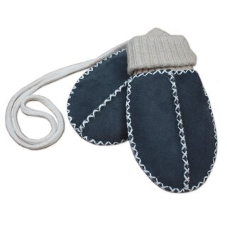 Baby-Lammfellf&auml;ustel grau blau mit Strichb&uuml;ndchen
